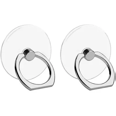 Transparent Phone Ring Holder Stand 2 Pcs, 360° Rotation Cell Phone Ring Holder Mobile Finger Kickstand Hand Phone Grip for iPhone, Clear Phone Ring for Phone Case (Round) Cellphone Protective
