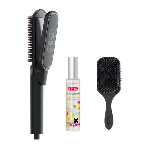 TYMO FLIPRO Hair Care Set - FlipPro 2-In-1 Straightener Comb & Styling Tool with TYMO Heat Protectant Spray for Lightweight Frizz Control, Ceramic Coating, Fast Heat-Up, Summervibes gift Hair Flat Iron fathersdaygift,father'sdaygifts