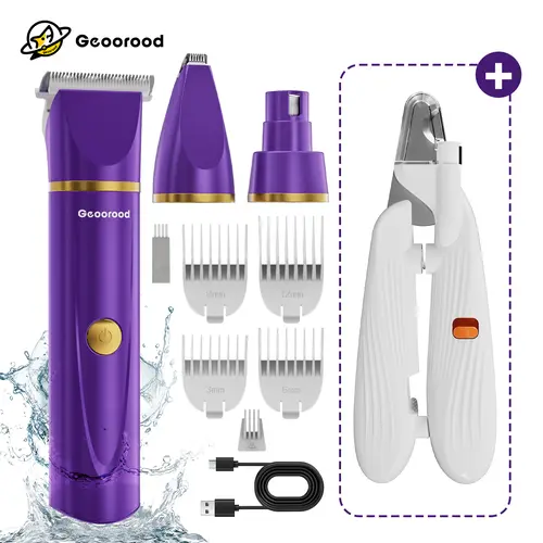 【Geoorood】Dog Clippers Grooming Kit Hair Clipper-Low Noise Paw Trimmer- IPX7 Waterproof - Rechargeable - Cordless Quiet Nail Grinder Shaver for Cats and Other Pets #DealsforYouDays #SummerWins