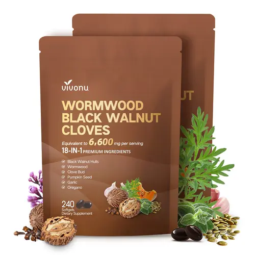 VIVONU Wormwood Black Walnut Cloves Capsules 240 Capsules (80-Day Supply)- Boost Metabolism & Enhance Energy | Contains Black Walnut, Garlic, Wormwood, and More SummerVibes