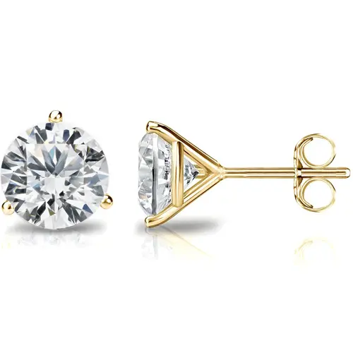 PAVOI 14K Gold Plated Sterling Silver Cubic Zirconia Stud Earrings for Women - Simulated Diamond CZ Earrings