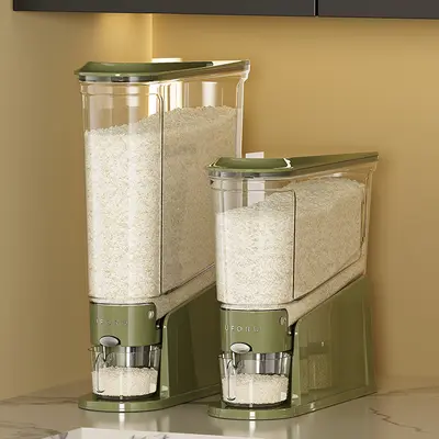 UFORU narrow-seal rice storage container, 11 lbs/22 lbs large capacity, BPA-free food-grade material, insect-proof and moisture-resistant, one-press operation rice storage box, suitable for grains, beans, pet food, kitchen storage organization#SummerWins