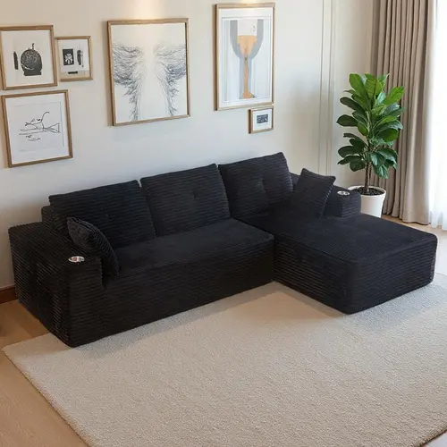 【2 Package Shipping】MAXYOYO 104" Modular Sectional Couch with L-Shape Chaise, Modern Boneless Couch for Living Room, Sofa in A Box, Oversized Sofa Sleeper with Deep Seat, No Assembly Required | Cloud Sofa | Compressed Sofa | Living Room | deals for you