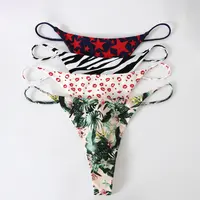 4pcs Women'S Thongs With Exquisite Leopard Prints And Other Special Prints Elegant And Cute Bikinis Comfortable And Breathable Dating Sports Women'S Underwear Panties Soft Fabrics Suitable For Daily Wear And Beach Scenes