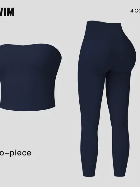 Women's Solid Color Crop Tube Top & High Waist Leggings Sports Set by MFVIM - Casual, Comfortable, Breathable Two-Piece Outfit for Yoga, Gym, Workouts, Running, Ladies' Summer Sportswear, Activewear,summerwins