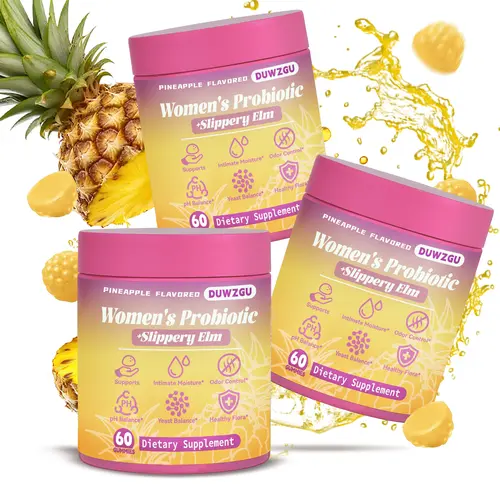 Feminine Probiotics Gummies - Pineapple Flavor, Supports pH Balance & Dryness Relief, Prebiotic & Probiotic Blend with Slippery Elm Healthcare Dietary