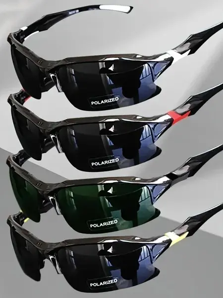 Polarized Sports Eyewear (4 Packs) - Rimless, Lightweight, Windproof Polarized Glasses for Men, Ultra-Safe Sports Eyewear with Square/Cat Eye/Oversized Styles, Ideal for Driving, Fishing, Gifts for Him, Accessories Adults,summerwins,father'sdaygifts,campi