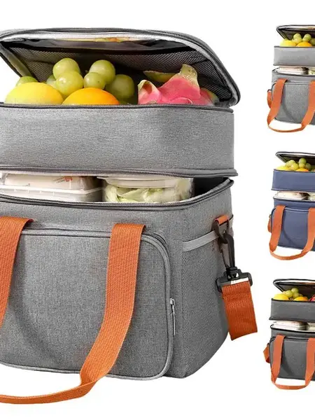 13.8L Expandable Double-Layer Lunch Insulation Bag ，Multi-Functional Waterproof Cooler Lunch Bag,Outdoor Picnic Freshness Preservation,Suitable For Food Storage And Transport