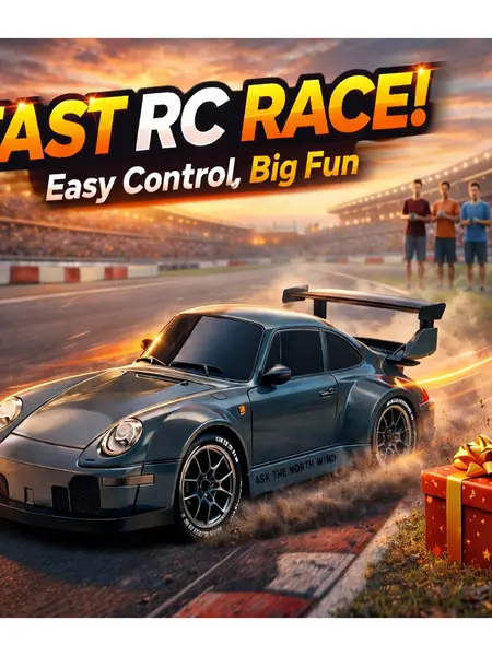 【Deals for you Days】1:24 Scale RC 4WD Racing Car For 3-15 Years, RC Drift Car with LED, USB Charging Battery, Easy Control Remote Control Car for Kids & Beginners, Compact Portable Design, Fun Indoor Play Gift #gifts for grandkids #Toys Gift Preferred