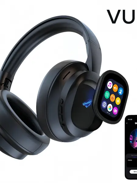 VUB Bluetooth LCD Touchscreen Wireless Headphones with DIY Wallpapers and Multiple Features