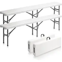 6 feet Plastic Folding Bench,Portable in/Outdoor Picnic Party Camping Dining Seat, Garden Soccer Multipurpose Entertaining Activities, 1 Pack & 2 Pack
