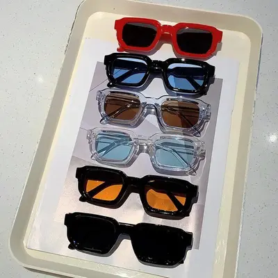 Men's & Women's 6-Pack Vintage Rectangle Frame Sunglasses - UV400 Protection, Luxury Design Eyewear, Rectangle Classic Style, Trendy Vintage Vibe, Men's Accessories, Mens Gifts, Fashion Accessories,summeroutfits,vacationoutfits,beachoutfits