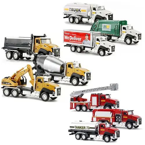 3-in-1 Model Car Set 1:50 Scale Construction Vehicles City Traffic Trucks & Fire Engines Perfect Gift for Kids【SummerVibes]