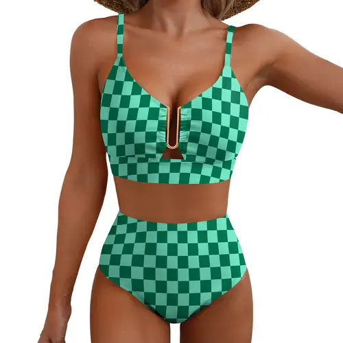 Aleumdr Floral High Waisted Bikini Set for Women – Sexy Two Piece Removable Pad Swimsuit with V Neck Adjustable Straps & Tummy Control Swimwear Swimming Beach SwimWeek Vacationoutfits Summerstyle