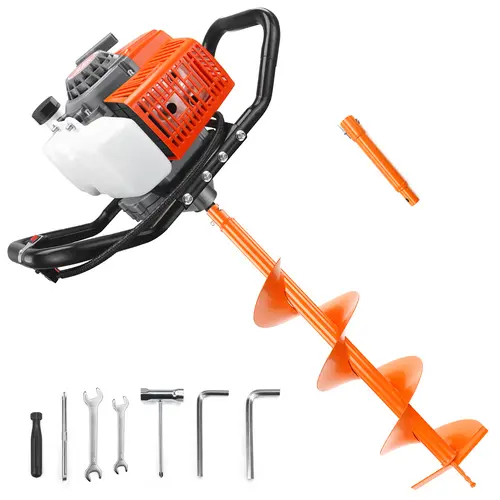 【DealsForYouDays】NEOTEC 72CC 2-Stroke Gas Powered Earth Auger Post Fence Hole Digger Equipped Available with a single 8-inch Drill Bit or a Combo Set of 6-inch + 10-inch Drill bits, Petrol Drill Borer for Garden & Lawn, Digging