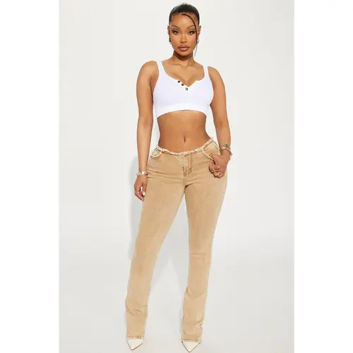 Highly Motivated Stretch Bootcut Jeans - Tan