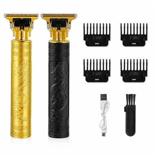 Dragon Engraved Cordless Hair Trimmer shaver, USB Rechargeable Zero Gapped Barber Clippers for Men with 4 Guide Combs