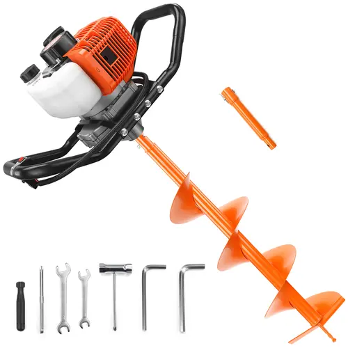 【fathersdaygift】NEOTEC 52CC 2-Stroke Gas Powered Earth Auger Post Fence Hole Digger,Available with a single 8-inch Drill Bit or a Combo Set of 6-inch + 10-inch Drill bits to choose from, for Garden & Lawn Use