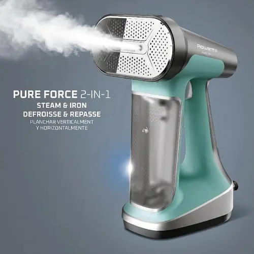 Rowenta Handheld Steamer for Clothes, Pure Force 2in1 Steamer & Iron, 1875W, Vertical/Horizonal Steaming & Ironing, Lightweight, Auto-off, XL power, 1875 Watts, DR8822