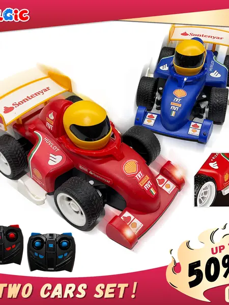 2 Pack Remote Control Formula Racing Car Toy with LED Lights & Ejectable Driver – Kids Battle RC Cars