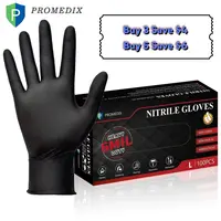 PROMEDIX P Heavy Duty Nitrile Gloves, 6mil Thickened Rugged Nitrile Material, 100-Count Black Disposable Waterproof Latex-Free Powder-Free Pet Hair Remover Gloves for Industrial Auto Repair, Home Care Cleaning, Thickened Cleaning Gloves