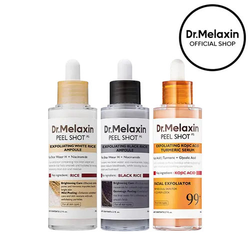 [Dr.Melaxin Official] Peel Shot Glow Rice Ampoule Duo + Kojic Acid Turmeric Serum 80ml for Revitalizing Antiaging Capsules Skin Care Koran Cosmetics