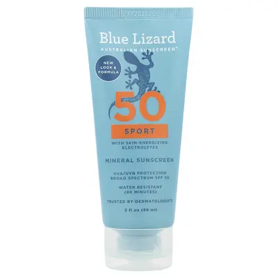 Blue Lizard Australian Sunscreen Sport Mineral Sunscreen, SPF 50, 3 fl oz (89 ml) | HSA/FSA Eligible