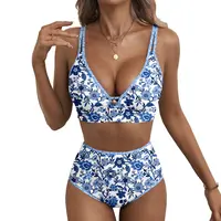 Aleumdr Metal-Ring Cut-Out Full Coverage High Waist Bikini Set – Adjustable Straps, Elastic Band & Openwork Design, Plus Size Swimwear for Women Beach Swimming Sport SwimWeek Vacationoutfits Summerstyle