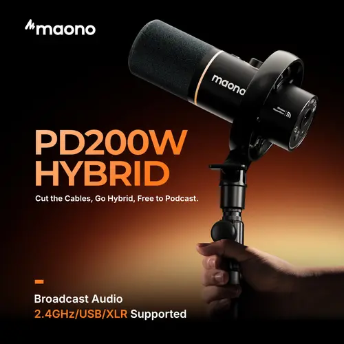 Maono PD200W Hybrid Wireless USB Streaming Mic - USB-XLR Connectivity, Cable, Adapter, Receiver, Noise Cancelling Audio for PC, Laptop, Smartphone, Camera - Ideal for Content Creators, Contentcreator,summerwins,father'sdaygifts