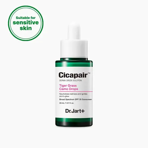 Dr.Jart+ Cicapair Camo Drops – Redness Neutralizing Tinted Serum SPF 35 for Dewy, Even Skin | Instantly Reduce Redness | Sensitive Skin | Lightweight Tinted Serum | Soothing | Tinted Sunscreen Serum