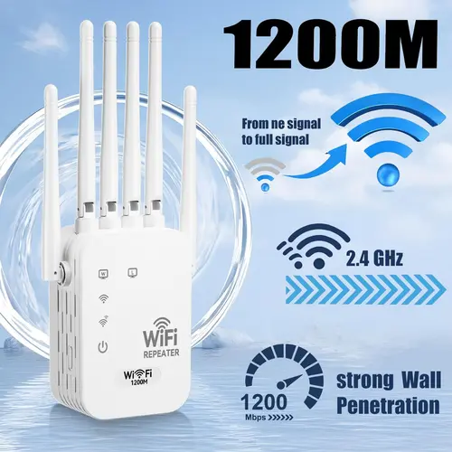 WiFi Extender 2026 6-Antenna Strong Signal, 1200Mbps Dual Band (2.4GHz) Booster, Wide Signal Coverage,Wireless Remote Amplifier, Ideal for Home Studios, Remote Workspaces, computer,Deals For You Days,summerwins