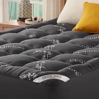 【SummerWins】BEDLORE Bamboo Cooling Mattress Topper with Fitted Sheet, Fluffy Pillow Top Pad,Cooling Comfortable Mattress Cover,6-18''Deep Pocket, Bedroom Decor Pressure Relief Decorative Protector, Mattress Toppers, Bedding