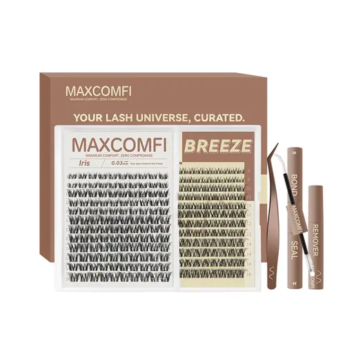 MaxComfi IRIS VIVI GLOSA Natural Lash Clusters - Gentle, Super Soft DIY False Eyelashes with a 0.03mm Thin Band, Waterproof and Long-Lasting for Daily Use