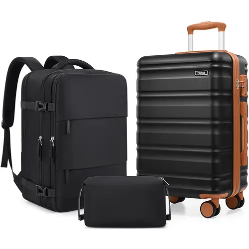 Miusse 3-Piece Lightweight Carry-On Luggage Set - 20” Hard Shell 4-Wheel Spinner Suitcase with TSA Lock, Telescoping Handle, YKK Zipper, Fully Lined Interior, Anti-Theft Travel Bag for Summer Outdoor Use