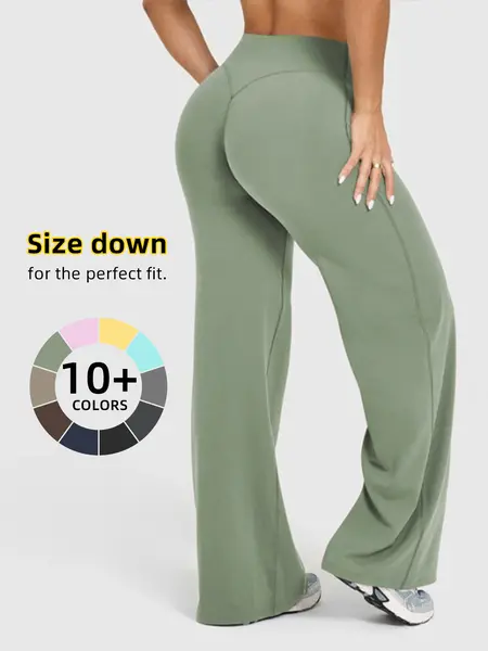 Women's Spring & Summer Bell Bottom Pants, High-Waisted Slim Fit Sportswear, Outdoor Casual Stretchy Wear for All-Season, Sports Bottoms