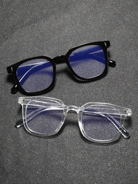 Unisex Classic Non-Prescription Transparent Lens Glasses, Minimalist Square Frame Eyeglasses, Suitable for Daily and Office Wear, 1 Pair/2 Pairs