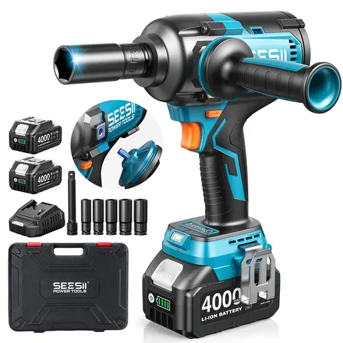 SEESII Upgraded Electric Impact Wrench Detachable Handle - 1180 Ft-lbs (1600 N·m) 1/2" High-Torque, 21V Cordless + 2x 4.0Ah Batteries | for Car/Truck/Mower/Industrial Tasks,WH12 Ultra Pro DealsForYouDays