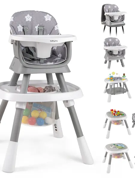 COSTWAY - 16-in-1 Baby High Chair with Activity Center and Booster Seat for Babies and Toddlers-Grey