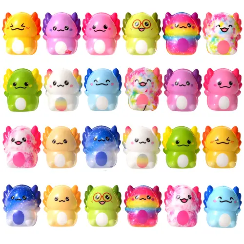 24pcs Axolotl Slow Squishy Toys Soft Stress Relief Fidgets Toys for Kids Boys Girls Party Favors Novelty Prizes