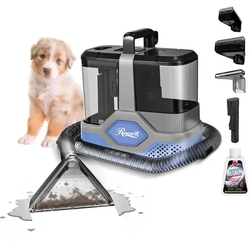 Rosewill Multi-Purpose Portable Carpet and Upholstery Cleaner with 74.4 oz Large Water Tank, Self Cleaning, Powerful Suction 17 KPa Spot Cleaner, 600W Motor, 4 Tools for Pets, Car, Couch and Stairs