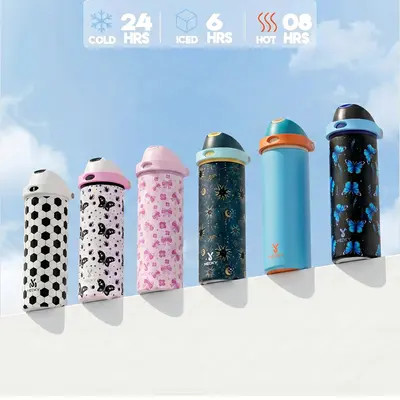 Meoky 24oz Sports Cup Stainless Steel Thermos Cup with 2-in-1 Straw & Spout Lid Leak Proof Cold for 24 Hours BPA-Free for School ,water bottle with bows cute water bottles.Father's Day Gifts,Deals For You,GraduationGift