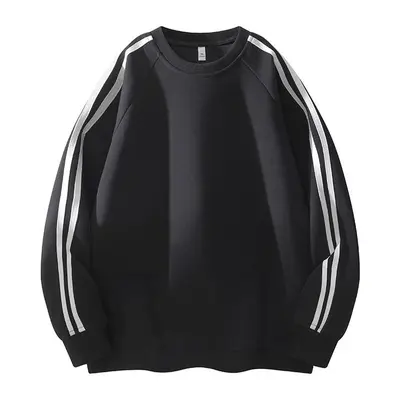 Men's Heavyweight Crewneck Sweatshirt, Solid Color Vintage Stripe Long Sleeve Sports Shirt, Premium Comfortable Fabric Men's Long Sleeve T-Shirt Couple's Base Layer, S-5XL Plus Size, Everyday Wear, Homewear