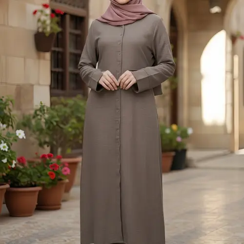Two-Piece Long-Sleeve Shirt Set with Belted Waist & Loose-Fit Pants, Breathable Linen-Like Fabric with Pockets, Casual Modest Abaya Hijab Set, Outfit Sets Women Clothing, Clothes Sets