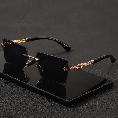 Unisex Rimless Rectangular Fashionable Sunglasses - Resin Frame, Small Square Adjustable Polarized Lenses, Modern Trendy Shades for Beach Vacation & Daily Wear, Men's Sunglasses,summerwins,summeroutfits,vacationoutfits,beachoutfits