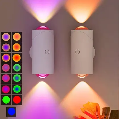 USB Rechargeable Motion Sensor Night Light Smart RGB Ambient Wall Lamp Magnetic Stick-On Dimming Long-Lasting Battery Cozy Lighting for Bedroom Bathroom Hallway Halloween