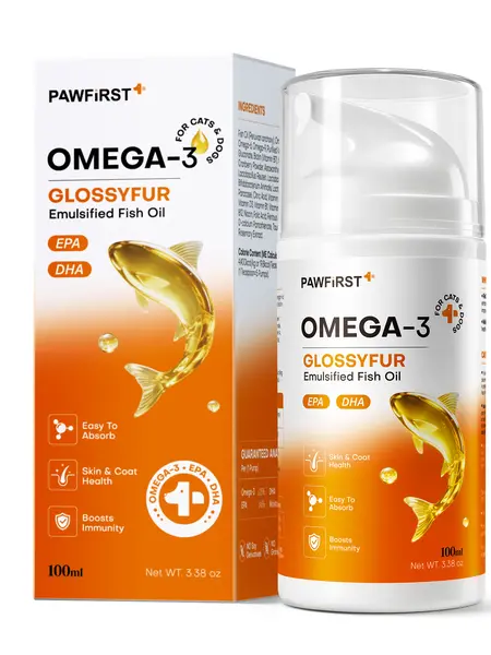 PawFirst Emulsified Fish Oil for Dogs and Cats, Omega 3 for Healthy Skin and Shiny Coat, Tasty, Fast-Absorbing Omega 3 6 9 Liquid Supplement with EPA & DHA- Supports Joints, Brain, and Heart 3.4oz #SummerVibes #petlovers