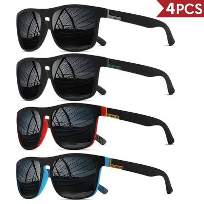 Men's Polarized Sports Sunglasses, Retro Square Polycarbonate Frame with Anti-Scratch Lenses, UV400 Outdoor Cycling Eyewear for Driving & Fishing