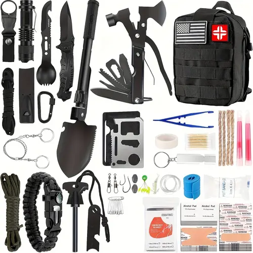 Survival First Aid Kits, Professional Survival Gear Equipment Tools First Aid Supplies kit for SOS Emergency Hiking Hunting Disaster Camping Adventures, Father's Gift Earthquake Survival Kit