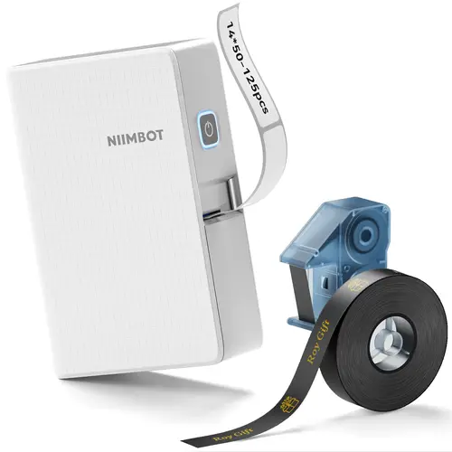 NIIMBOT N1 Label Maker with Tape,   Wireless Bluetooth & App Editing Portable Label Printer Support Color Ribbon Printing, Mini Sticker Labeler Rechargeable for Home Office Small Business Outdoor Storage, White，Fathersday gift
