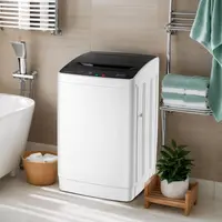 ROVSUN 17.8/25/30LBS Washing Machine, Full-Automatic Portable Washer with Stainless Steel Drum, Electric Laundry Machine, Washer and Spin Dryer Combo with Drain Pump for Home, Apartment